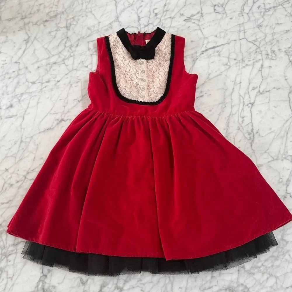 HARAJUKU MINI TARGET COLLECTION RED VELOUR DRESS Sz 7/8